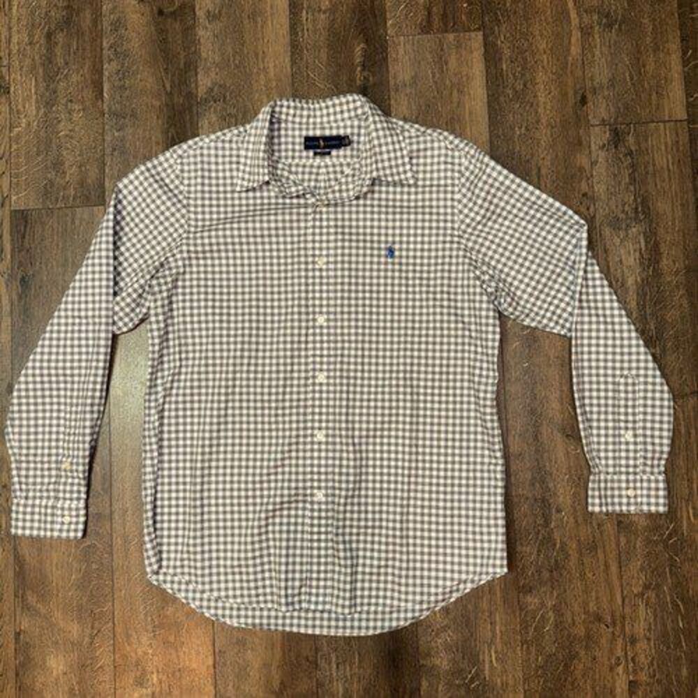 Ralph Lauren mens dress shirt size large gingham grey